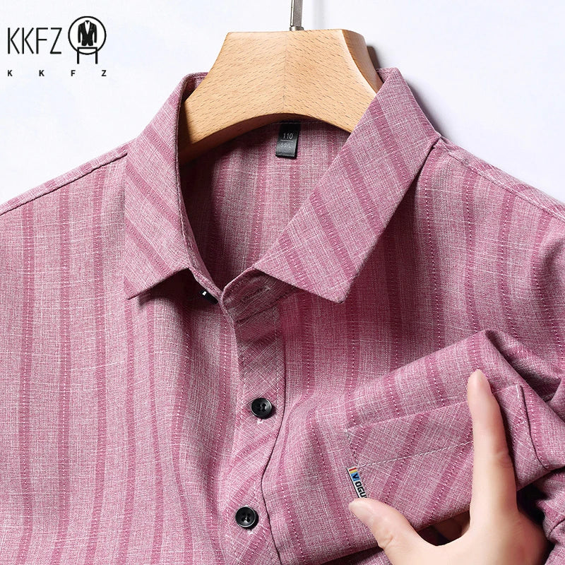 New Men's Business Casual Short Sleeved Printed Shirt with Wrinkle Resistance No Ironing Comfortable All Season Versatile Top