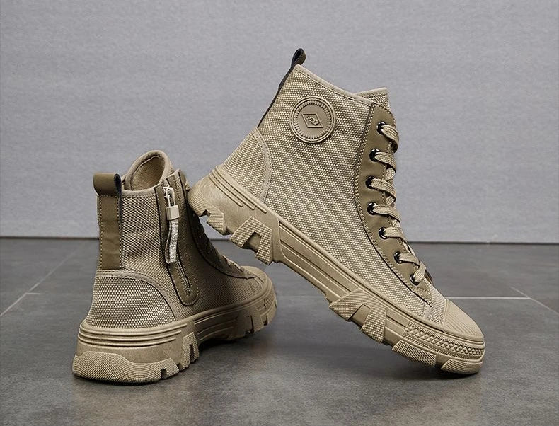 Men's High Cut Boots Warm Winter Lace Up with Fur Outdoor Hiking Male Shoes Platform Retro Original Deals Comfortable Offer Sale