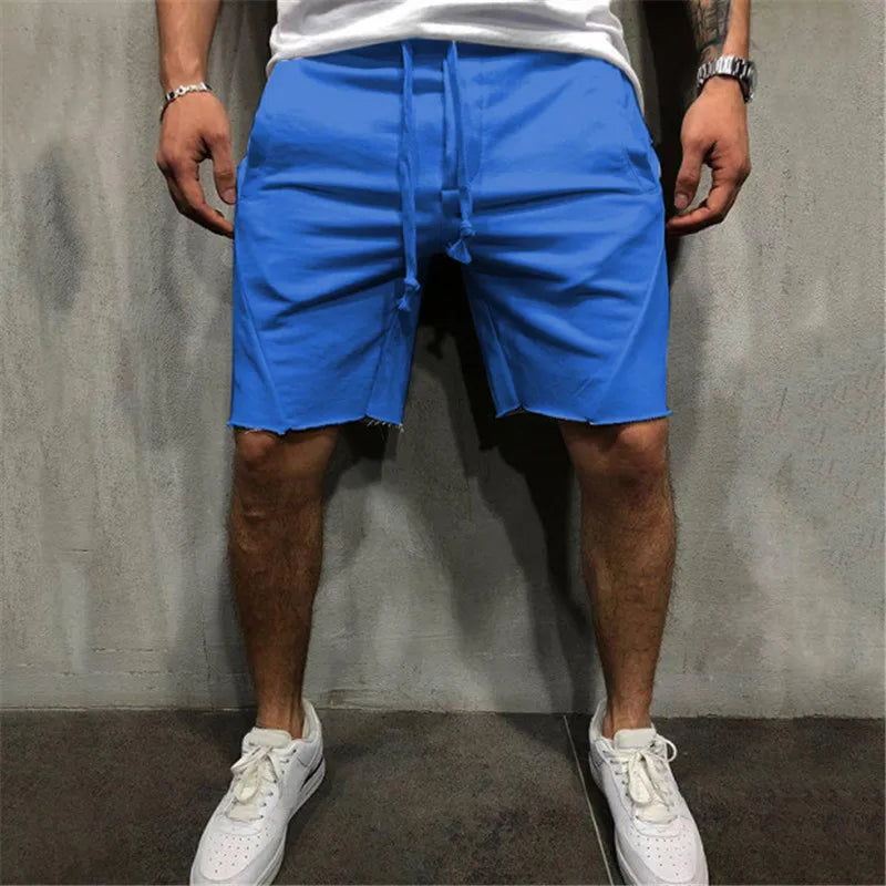 Men's Summer Casual Shorts Male Gym Fitness Sports Quick Dry Ragged Cutoff Training Hip Hop Running Loose Basketball Short Pants