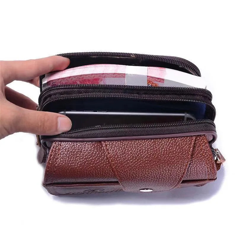 PU Leather Hand Bags For Men Large Capacity Money Purse Cell Mobile Phone Pocket Women Soft Double Zipper Male Clutch Bags