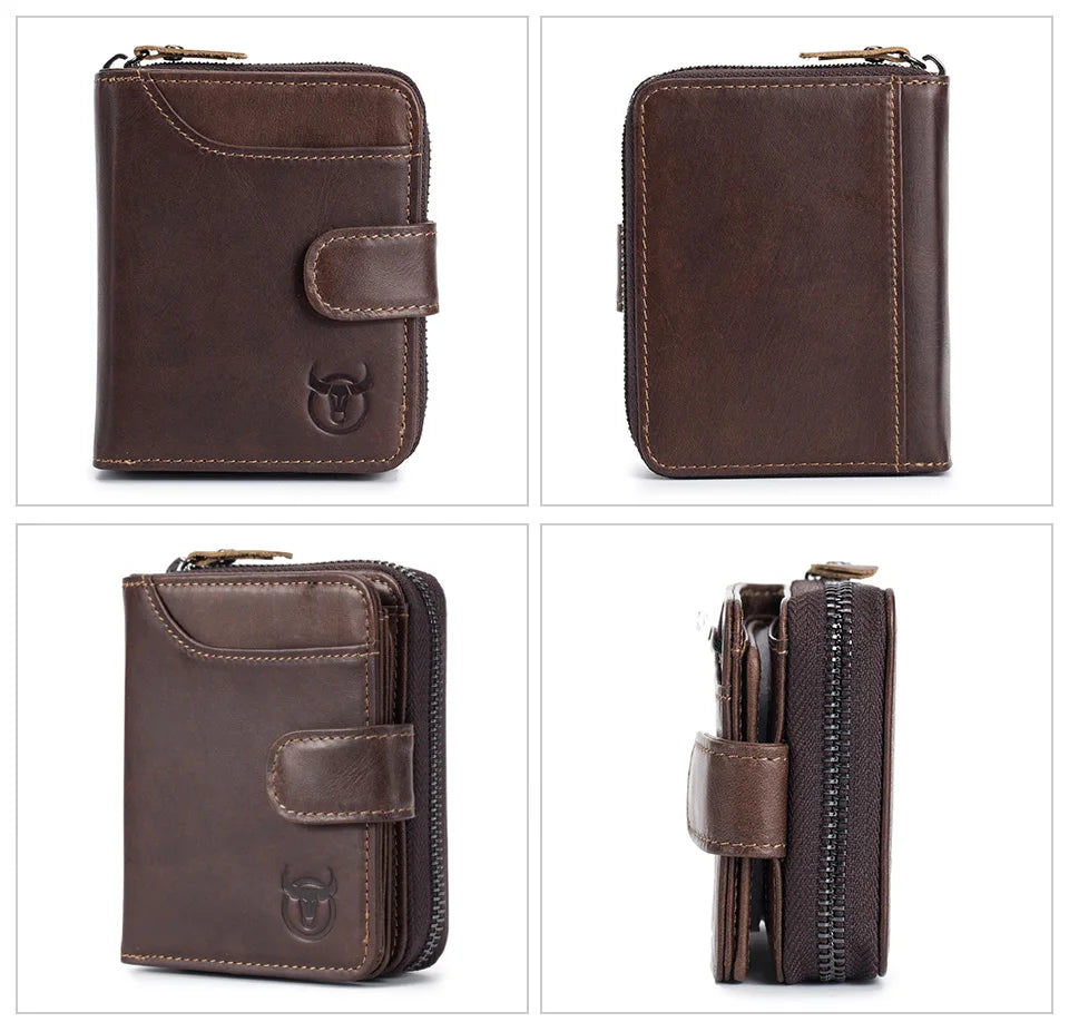 BULLCAPTAIN Business Men's Wallet Genuine Leather Wallet Multi-Function Business Card Holder Small Card Box Leather Purse Man