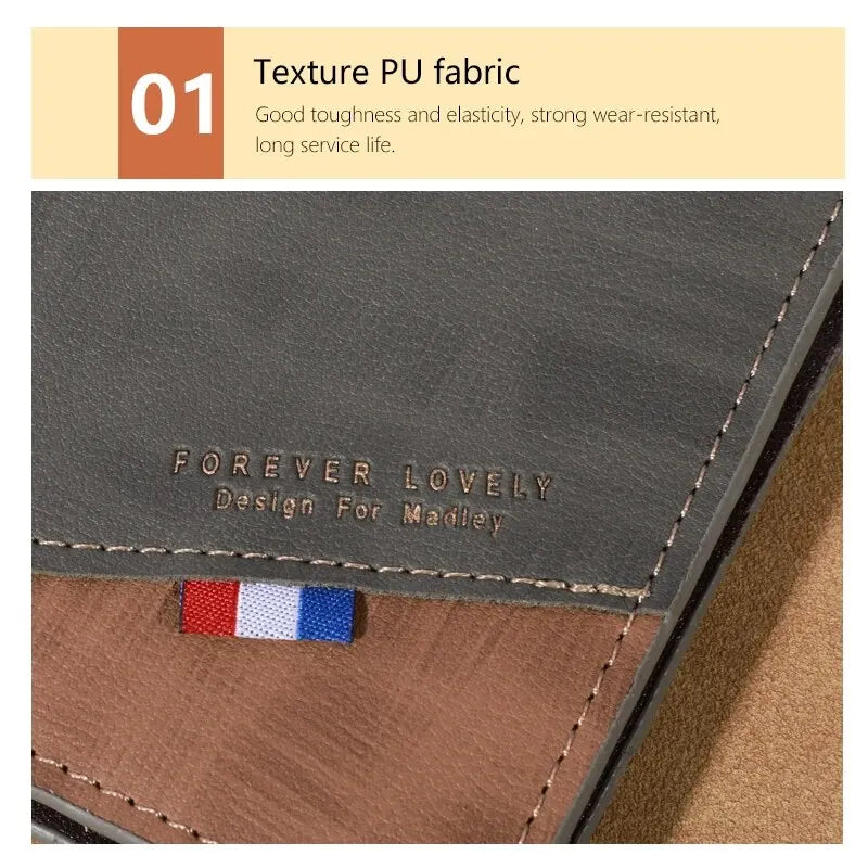 Men's High-capacity Leather Wallet, Small Multi Slot Photo Wallet for Coins, Vintage Wallet