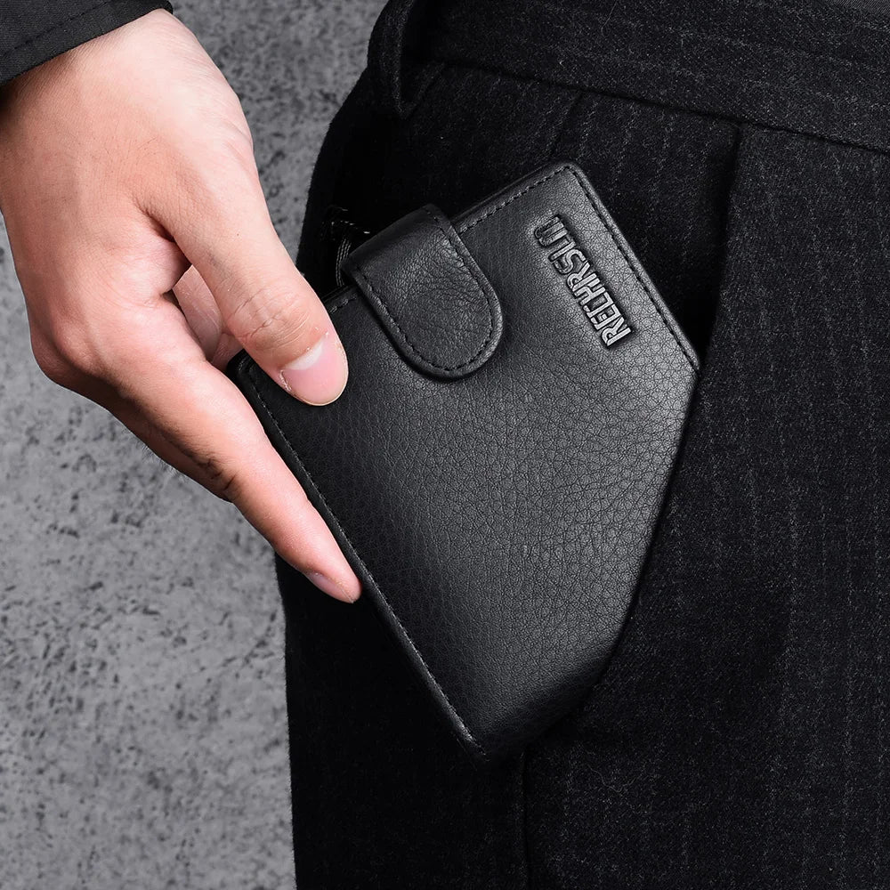 Genuine leather Men's Wallet Classic Style Short Multi-Card Wallet Coin Pocket Wallet High-End Minimalist wallet for Men