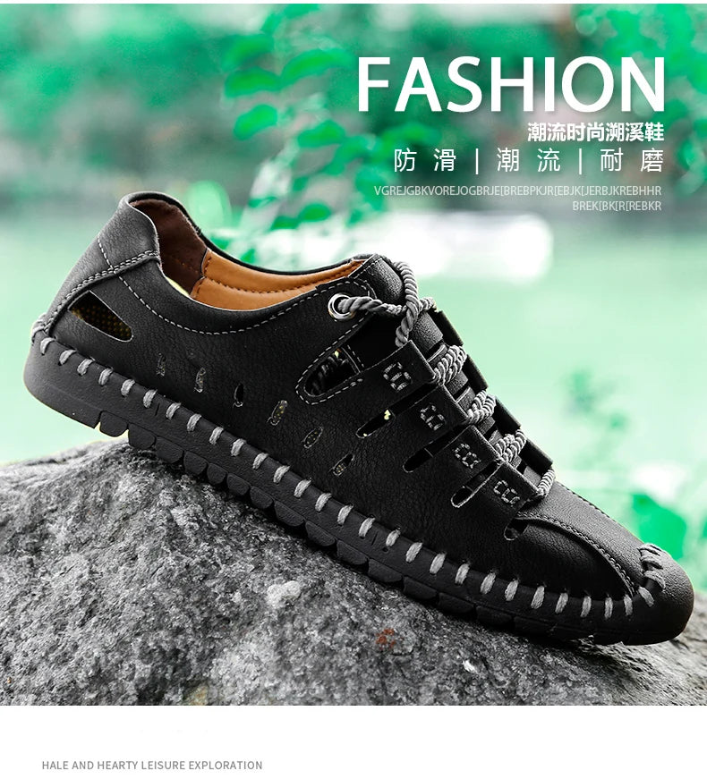 Men Leather Sandals Comfortable Outdoor Casual Shoes 2022 Summer Beach Casual Walking Male Sneakers Men Beach Casual Sandals