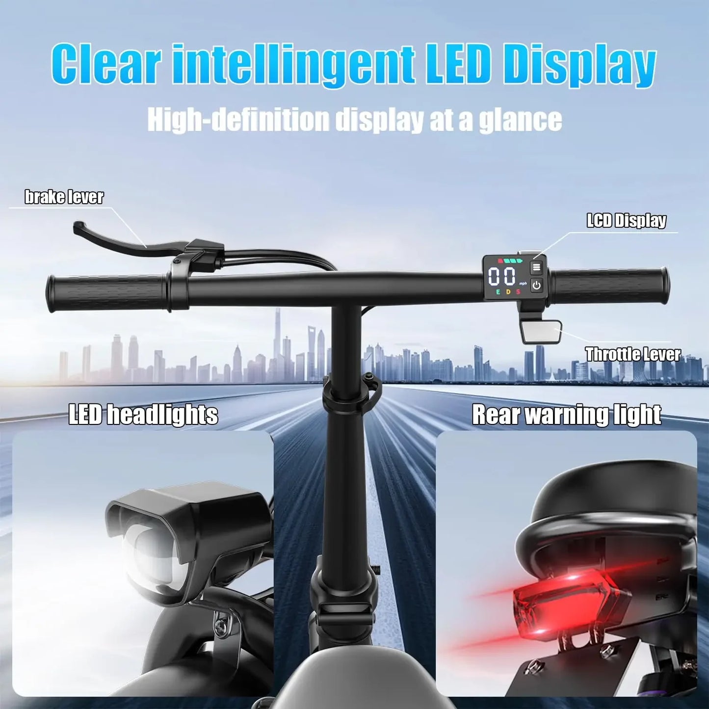 500W Folding Electric Bike, 48V 10/13/15AH Large Removable Battery E-Bike, 22+MPH, 35 Miles Max Range, 14" Fat Tire, Customized