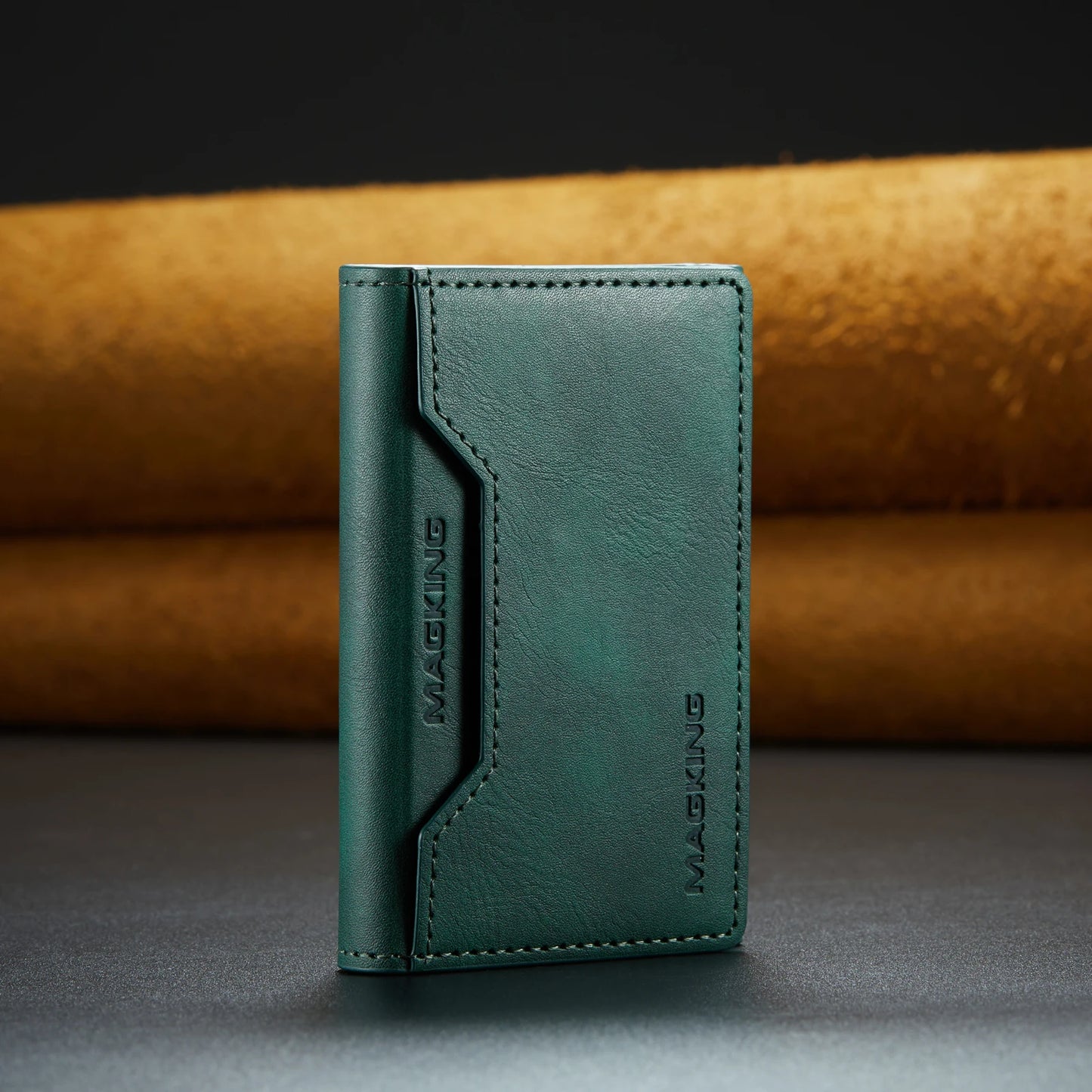 Luxury Fashion Short Strong Magnetic Premium Leather Wallet Men's Coin Cash Cards Holder Women's Foldable Mini Wallet Purse