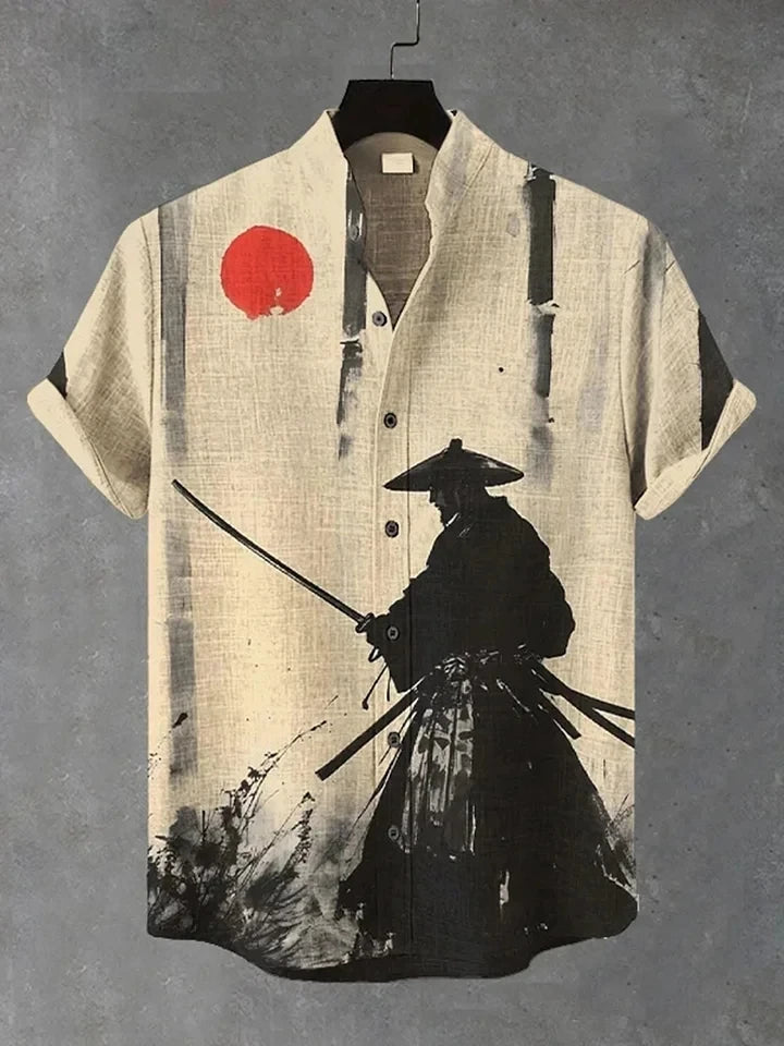 Japanese Style Samurai Cat 3d Print Hawaiian Shirt Men Women Fashion Short Sleeve single-breasted Casual Beach Shirts Men blouse