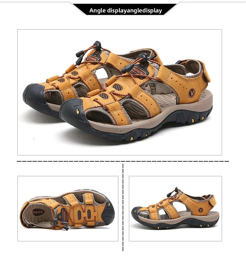 Men Sandals Summer New Large Size Outdoor Casual Beach Shoes Anti Slip Durable Breathable Toe Cover Sandals244