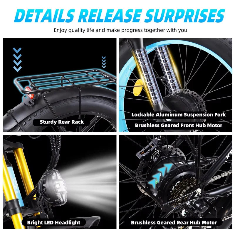 New electric bicycle K800 adult fashion electric bike 2000W powerful motor 48v23ah battery E-bike fat tire mountain off-road