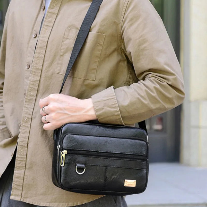 Men's PU Leather Crossbody Shoulder Bags High quality Tote Fashion Business Man Messenger Bag  Leather Bags fanny pack