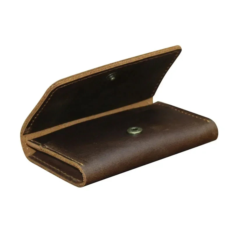 Handmade Vintage  Leather Men Wallet Men Purse Cowhide Leather Short Card Wallet for Male Money Clips Money Bags New