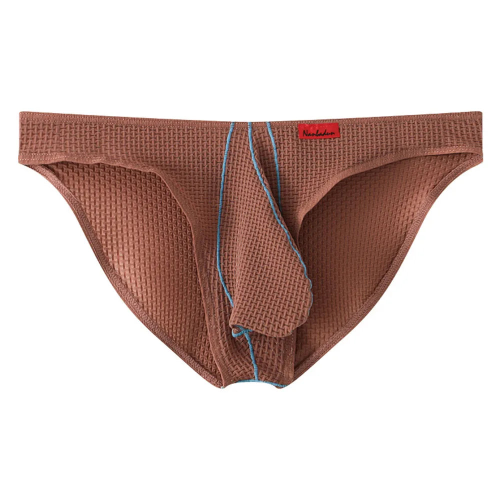 Men Underwear U Convex Ice Silk Briefs Knickers Panties Low Waist Underpant Panties Sports Breathable Low-Rise Elastic Underwear