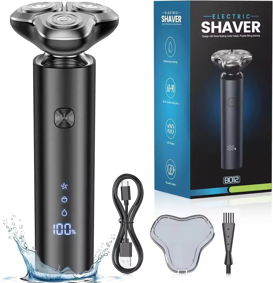 Electric Shaver Clipper Triple Blade Trimmer For Men Dry Wet Shaving Washable Beard Hair Cutting Machine Razor