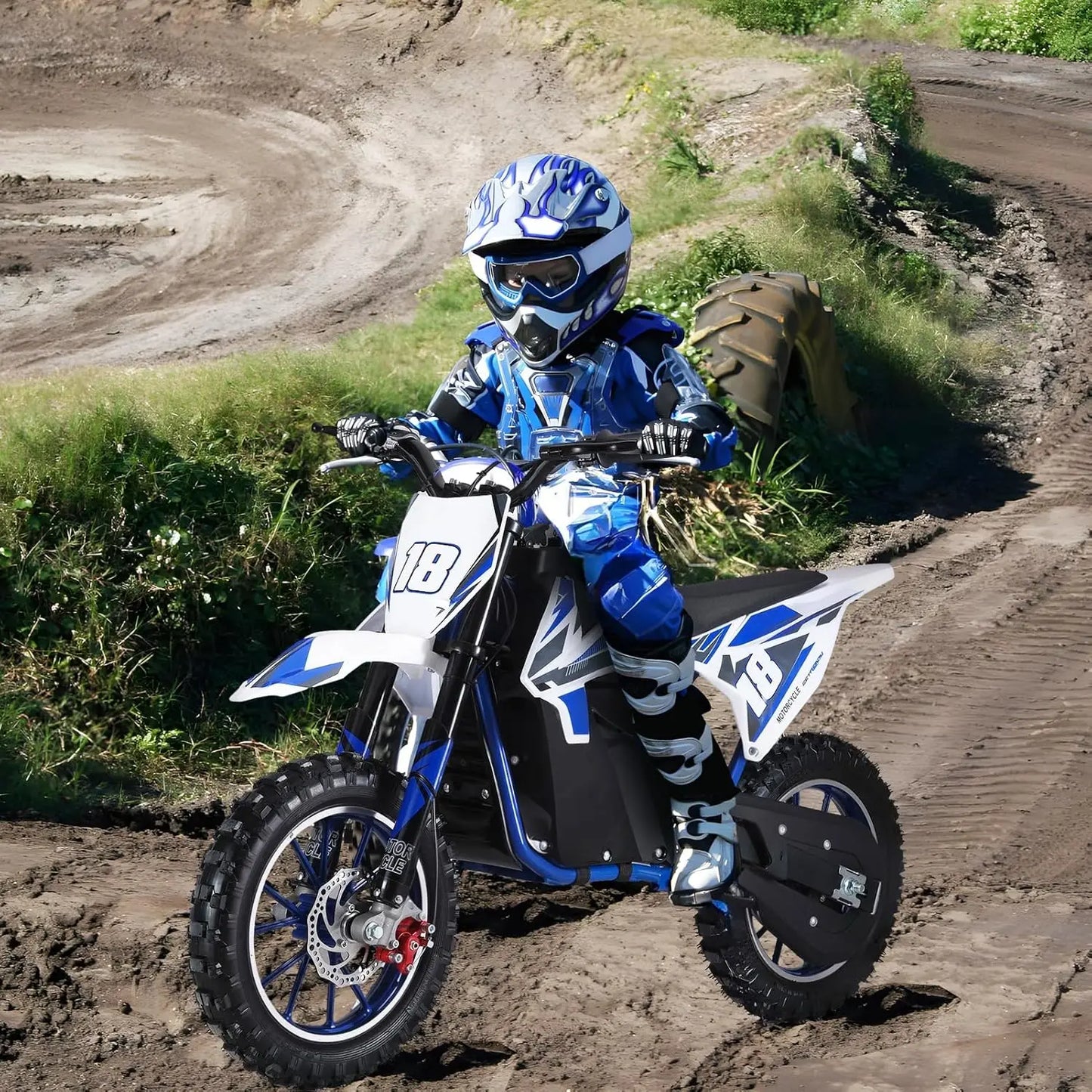 36V Electric Kid Dirt Bike,Off Road Mini Motorcycle,350W Motor Rocket Motorcycle Speed Up to 25 MPH,10 Inch Tires, Customized