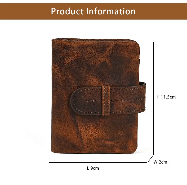 Vintage Genuine Leather Men's Long Wallet Real Cowhide Leather Long Purse Men Women Smooth Skin Leather Card Purse Anti Theft