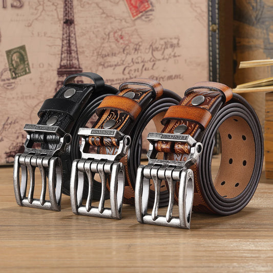 Luxury Brand Belts for Men High Quality Genuine Leather Men's Belts Vintage Alloy Buckle Western Style Pin Buckle Waist Strap