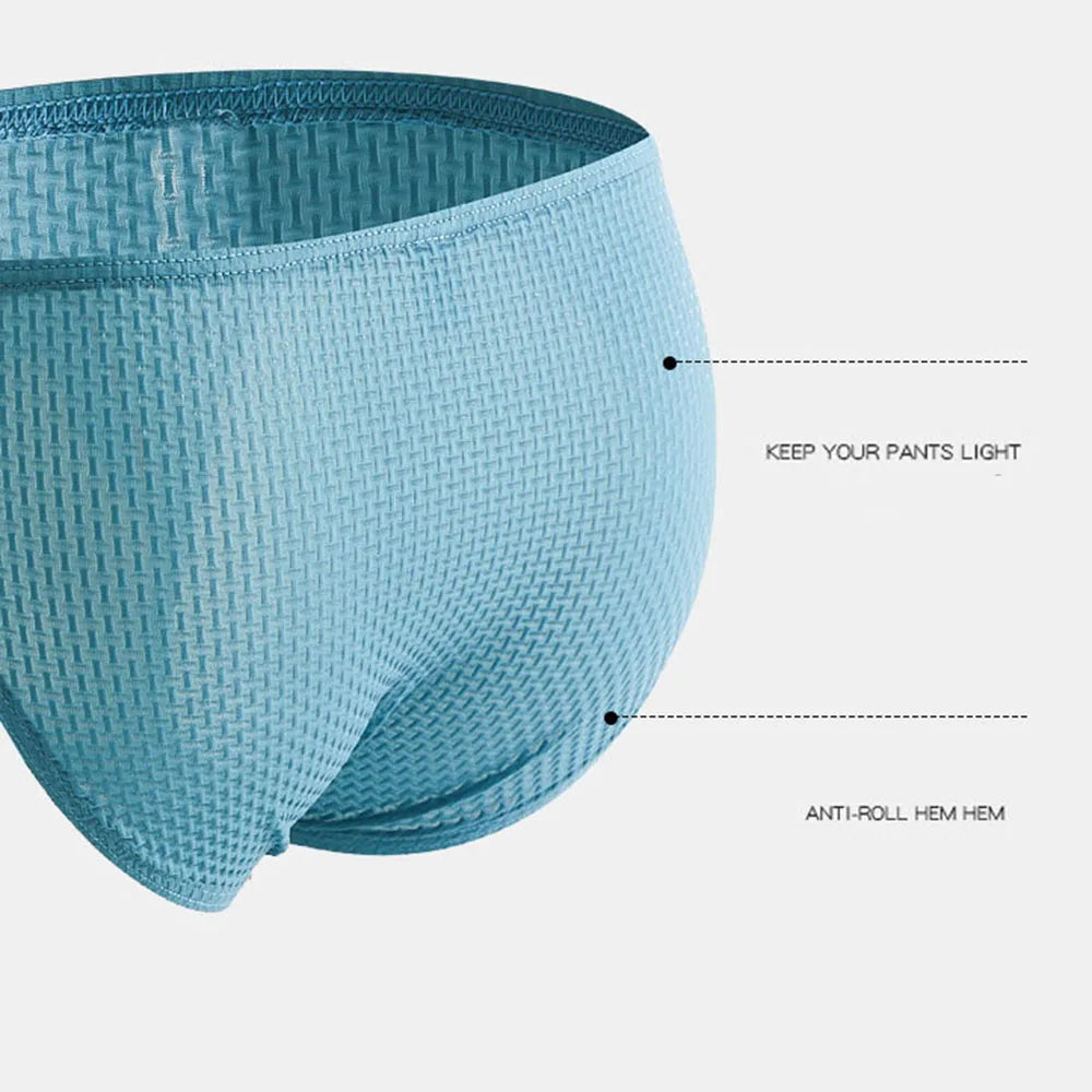 Men Underwear U Convex Ice Silk Briefs Knickers Panties Low Waist Underpant Panties Sports Breathable Low-Rise Elastic Underwear