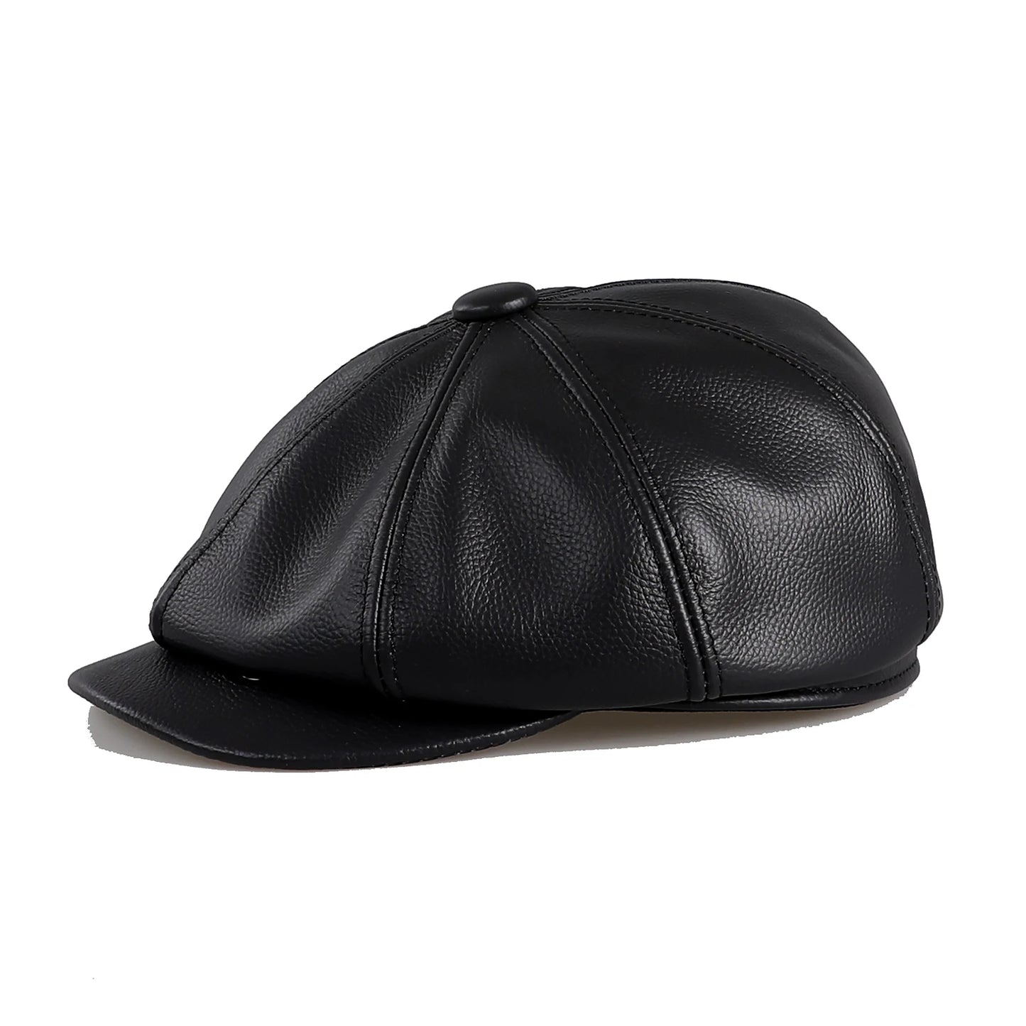BOONJOVIA Men's Newsboy Flat Cap 100% Genuine Cowhide Leather Gatsby Ivy Golf Cabbie Driving Hat 8 Panels Classic Design