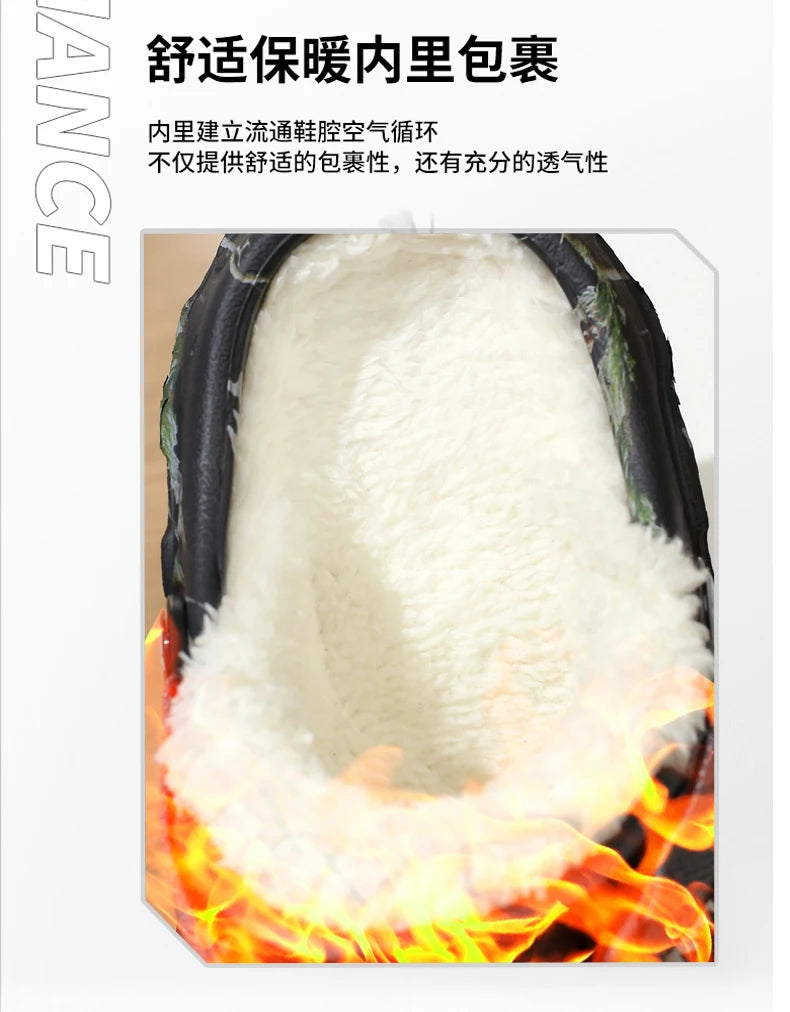 Waterproof cotton slippers for men winter 2024 new cashmere thickened warm waterproof non-slip indoor shoes