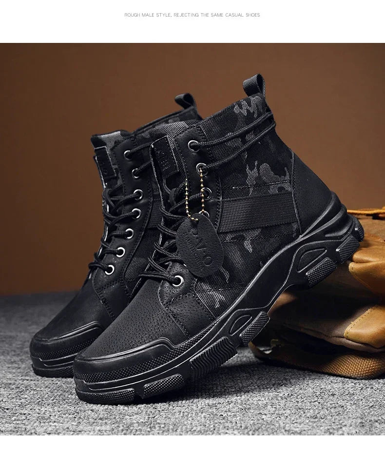Boots for Men Autumn High Top Camouflage Desert Casual Flats Mens Boot Breathable Non Slip Work Shoes Motocross Boots