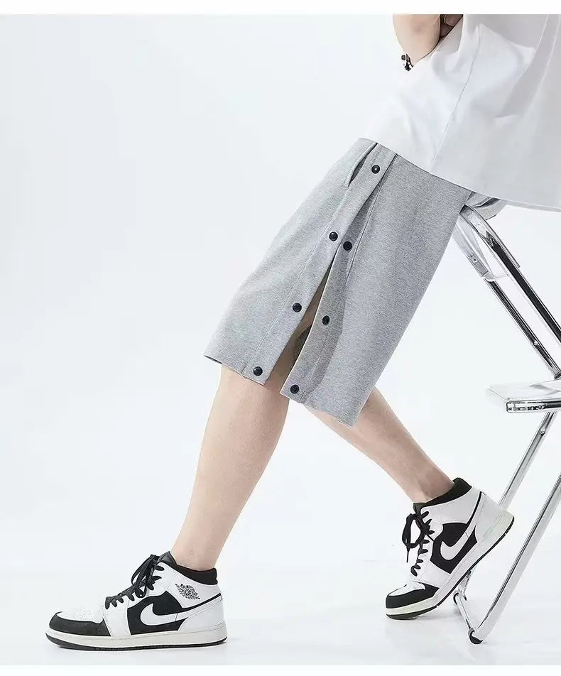 Fully Open-breasted Shorts for Men in Summer Korean Style, Wear Loose Casual Couples Sports 5-point Pants