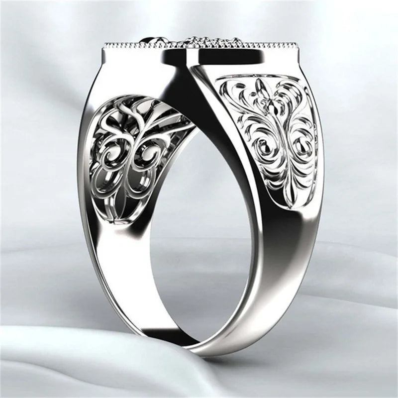 Personality Hollow Flower Scorpion Ring For Men Jewelry Trendy S925 Ring Male Index Finger Accessories Many Size