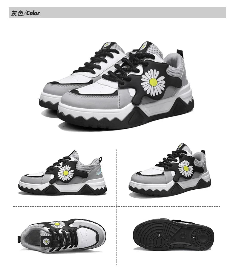 Sneakers Men Trendy Mixed Color Lace-up Thick-soled Casual Shoes Non-slip Shoe Round Toe Men Board Shoes Zapatillas Hombre