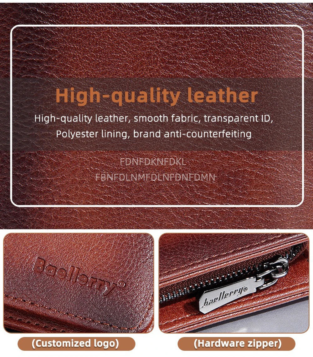 Vintage Leather Wallet for Men Baellerry RFiD Blocking Short Bifold Wallet with Zipper Closure and Coin Pocket Small Mens Purse