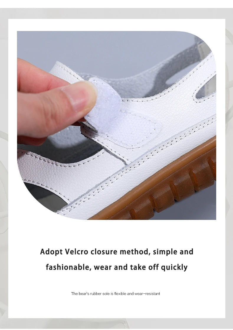 Sandals Summer Breathable Leather Slippers Women Fashion Non-Slip Casual Roman Shoes Ladies Sandals on Sale Off White Shose