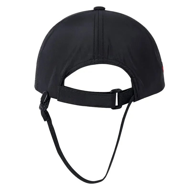 Summer Fishing Cap for Men and Women, Waterproof Sun Protection, Embroidery Cotton Caps, Outdoor Sports Hats, Black