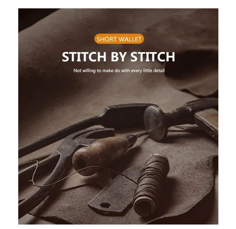 Men's Short Leather Slim Wallets Business Man Money Clip Credit Card Holder Purse Thin Minimalist Bifold Wallet