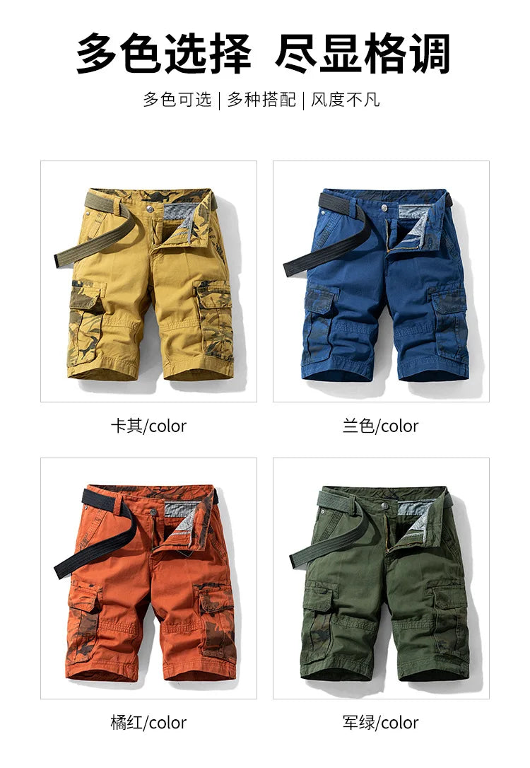 Summer Fashion Tooling Shorts for Men Casual Loose Cargo Shorts Outdoor Sport Pants Men Versatile Straight Cotton Short Trousers