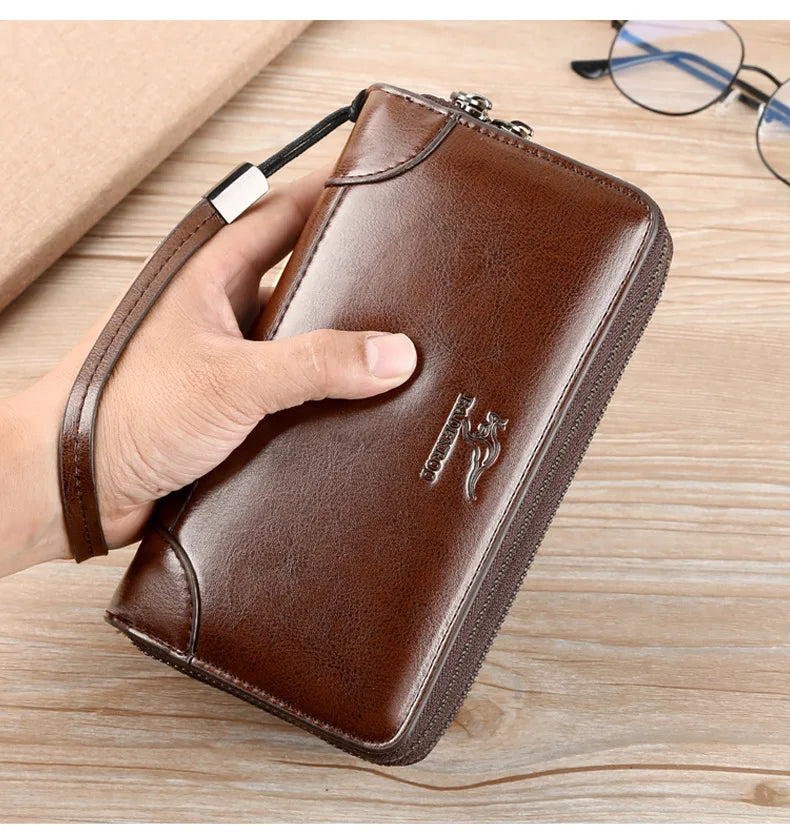 High Quality Pu Leather Wallet Men's Long Zipper Wallet for Men RFID Blocking Business Clutch Bag Credit Card Holder Man Purse
