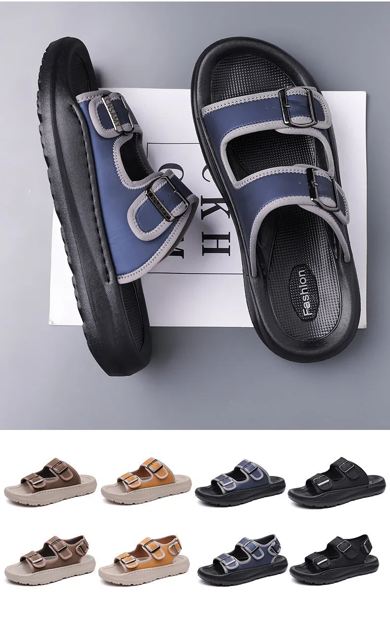 Men's Slippers 2025 Summer Breathable Outdoor Beach Sandals Non Slip Flip Flops New Flat Slippers High Quality Men's Shoes
