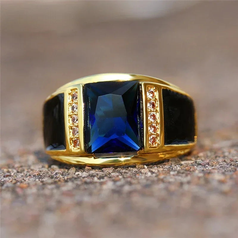 New Copper Material Open Adjustable Ring Amber Gemstone Personality High Jewelry Fashion Luxury Business Men's High-end Ring