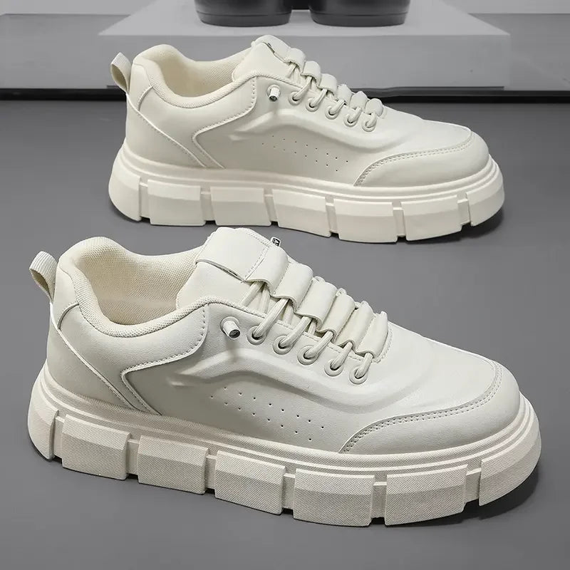 Sneakers Casual Men Designer Easy Matching White Board Shoes Fashion Leather Breathable Height Increased Flat Platform Gym Shoes