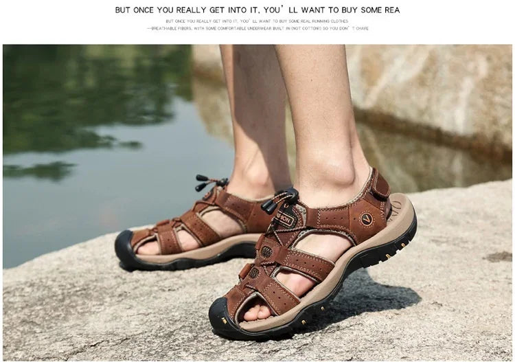 Sandals Summer New Men'sHollow Breathable Sandals Slippers Outdoor Baotou Beach Shoes Dad's Shoes Mens Shoes sandalias2024
