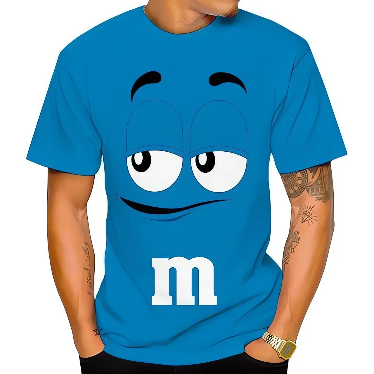 Summer innovative M&M chocolate bean children's 3D printed men's T-shirt,fun,casual,fashionable,100-6XL
