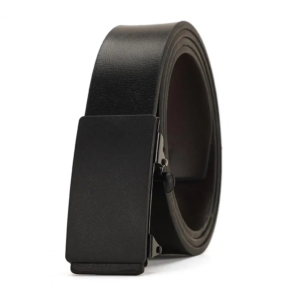 120cm Men Belts Automatic Buckle Belt Formal Faux Leather Adjustable Long-lasting Men Business Belt Casual Buises for Jeans