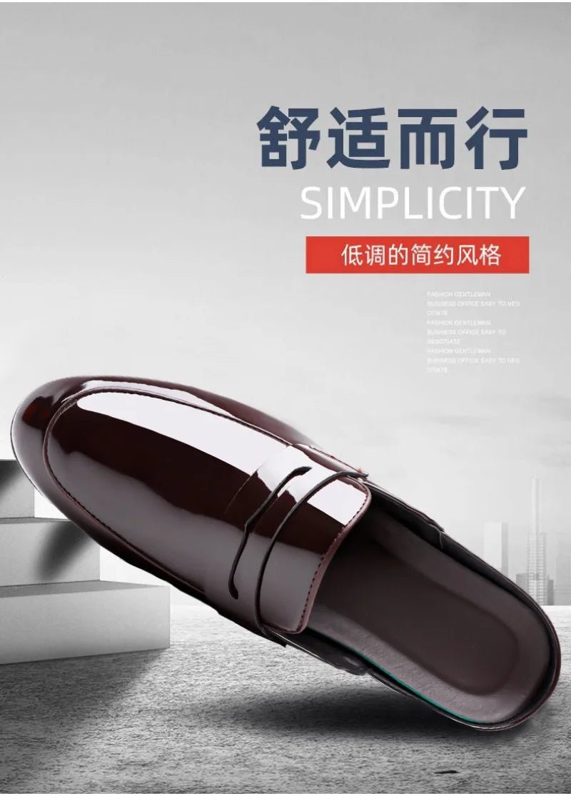 Brand Men's Shoes Luxury Leather Slippers Fashion Baotou Half Slippers for Men Business Dress Slippers Casual Loafers Man Shoes