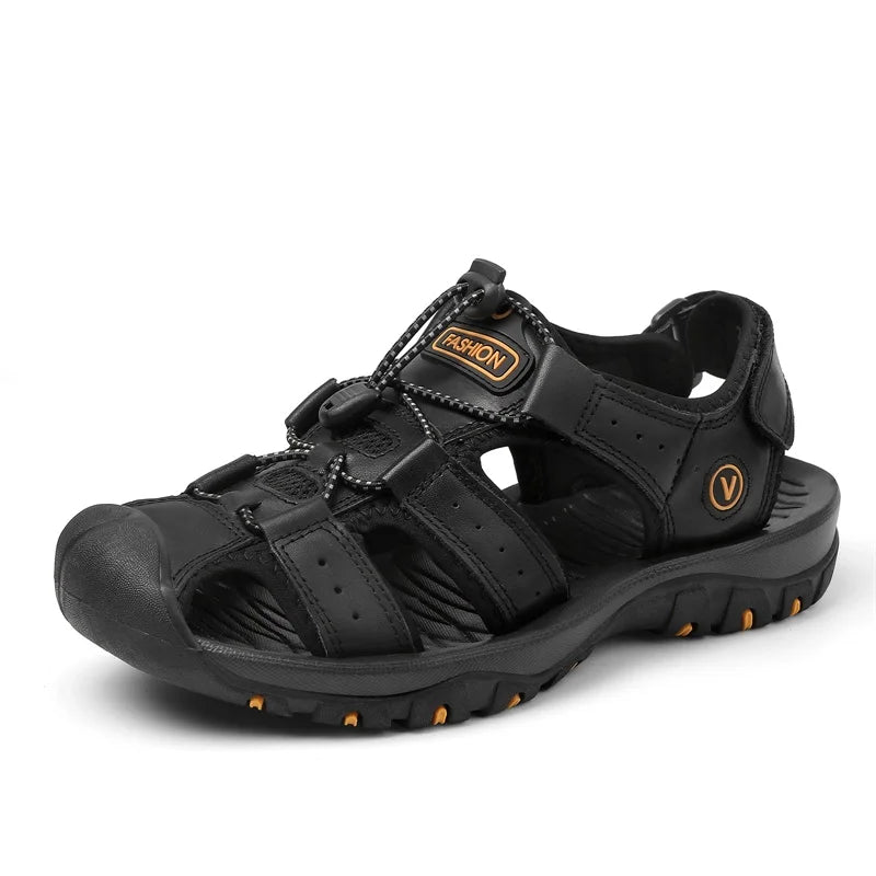 2025 Summer Men Sandals Leather Mens Casual Shoes Breathable Outdoor Sandals for Men Beach Shoes Slippers Fashion Roman Shoes