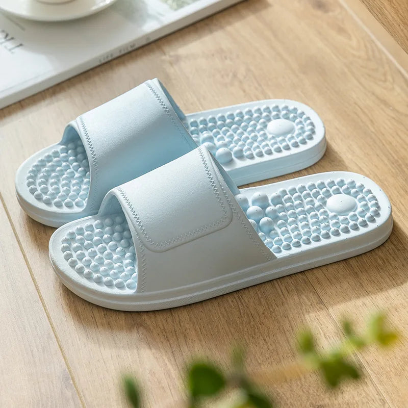Women Men Foot Massage Slippers Indoor Bathroom Non-slip Soft Slides Comfort Flats Couples Home Relief Feet Health Care Shoes