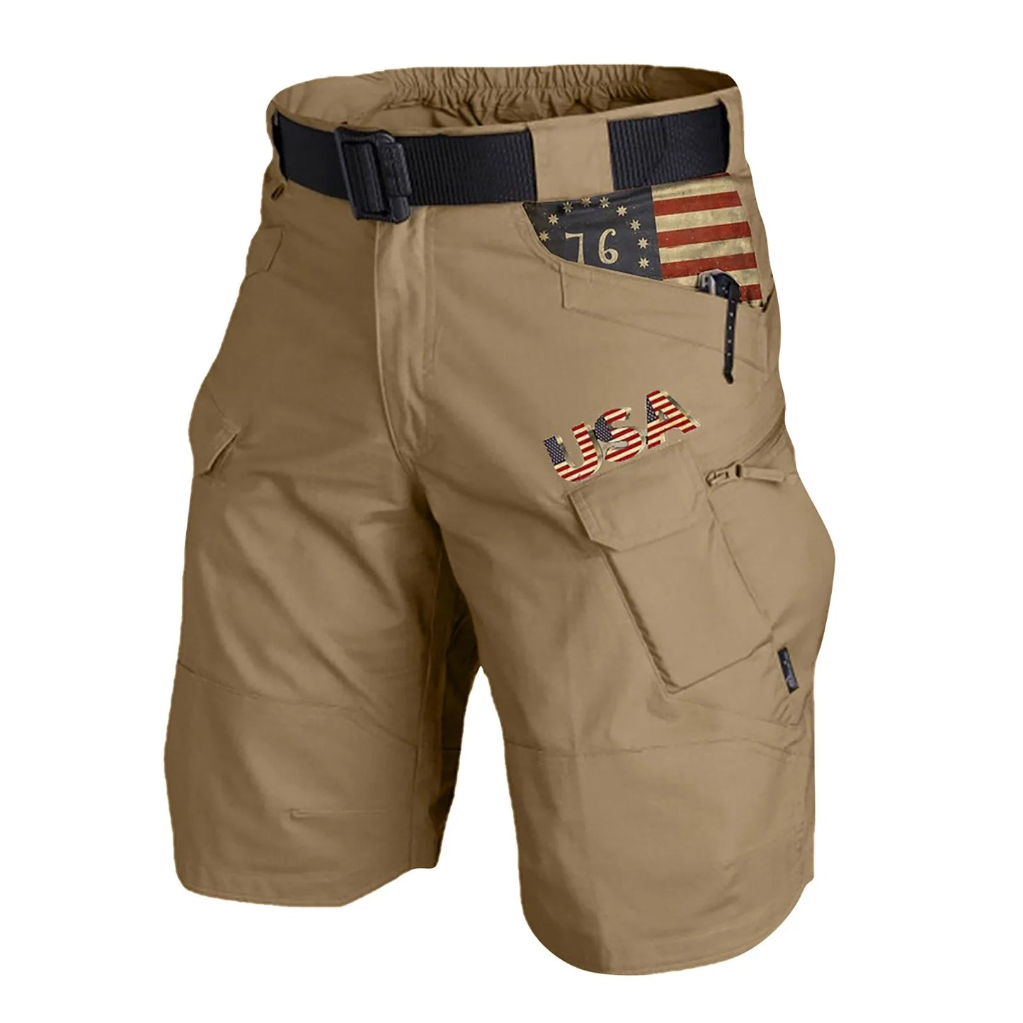 Men's Cargo Shorts Cotton Linen Wear-resisting Multi-Pockets printing shorts Casual Outdoors Loose Hiking Trekking Sweatpants