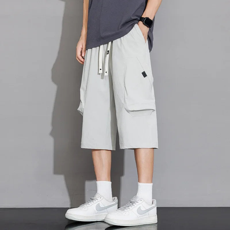 Short Men's Clothing Man Shorts Casual Loose Fit Short Mens Male New Summer Work Shorts Men Drawstring Cargo Pants Men