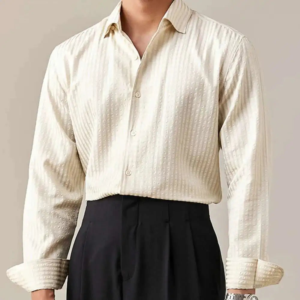 2025 Spring Shirts Men Dress Stripe Long Sleeve Shirt British Versatile Casual Cotton Shirt Fashion Man Camisa Social Masculina