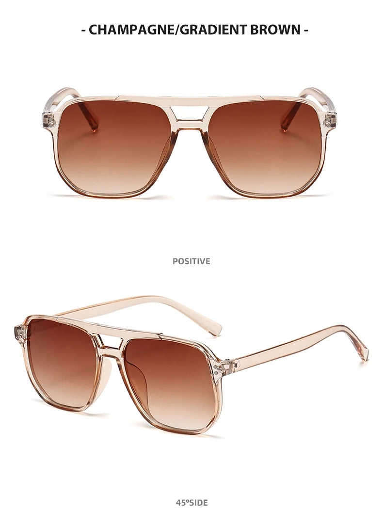 6pcs Combination Fashion Rivet Double Beam Men's Sunglasses Pilot Sun Glasses Cross-border Riding Driving