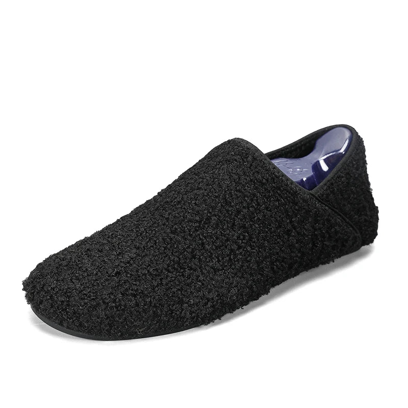 Men Winter Slippers Women Warm Shoes Soft Plush Flats Casual Shoes Male Loafers Lightweight Home Walking Couples Shoes Footwear