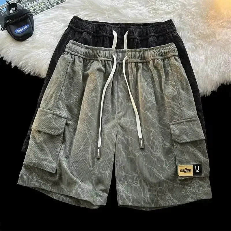 Working Shorts Men's 2025 New Summer Trendy American Functional Pants Loose Straight Five-point Pants Short Shorts for Man Jeans