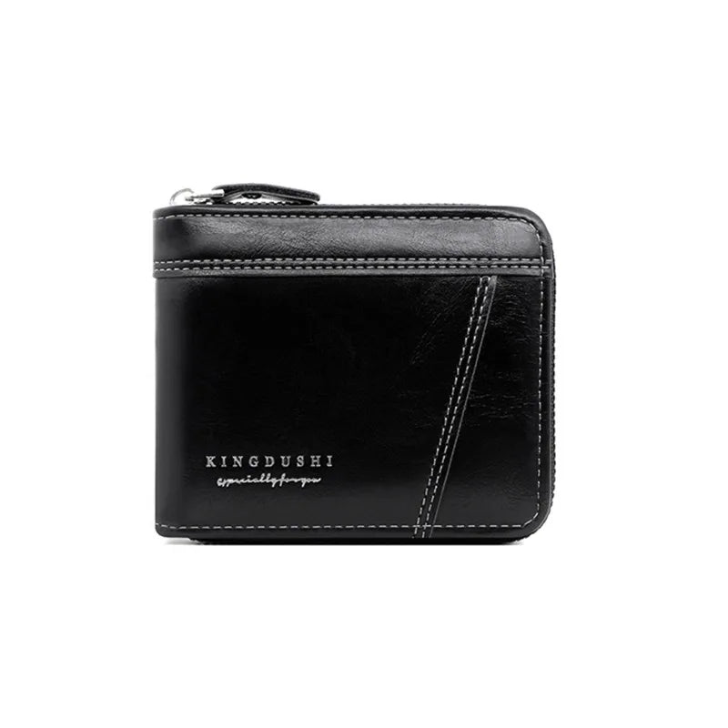 Leather Men’s Wallet Luxury Mens Purse Male Zipper Card Holders with Coin Pocket Rfid Wallets Gifts for Men Money Bag