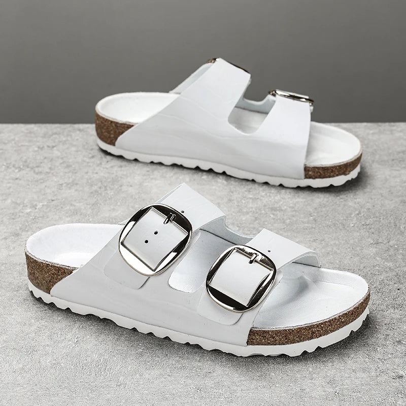 Couple's New Genuine Leather Slippers Summer Men's and Women's Water Beach Shoes Casual Sports Sandals Non slip Breathable Shoes